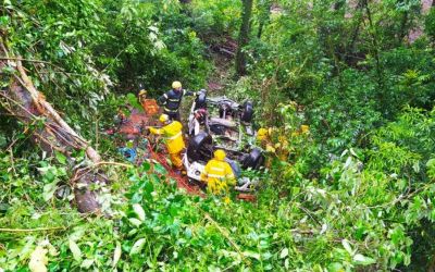 Mulher morre após carro sair da pista e cair em ribanceira na BR-282