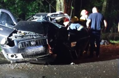  Carro bate contra árvore e deixa motorista ferido em Ibicaré