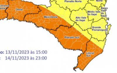 Temporais isolados e chuva intensa afetam SC entre segunda e terça-feira