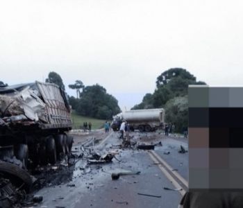 Grave acidente entre carreta e caminhão deixa uma pessoa morta em Ponte Serrada