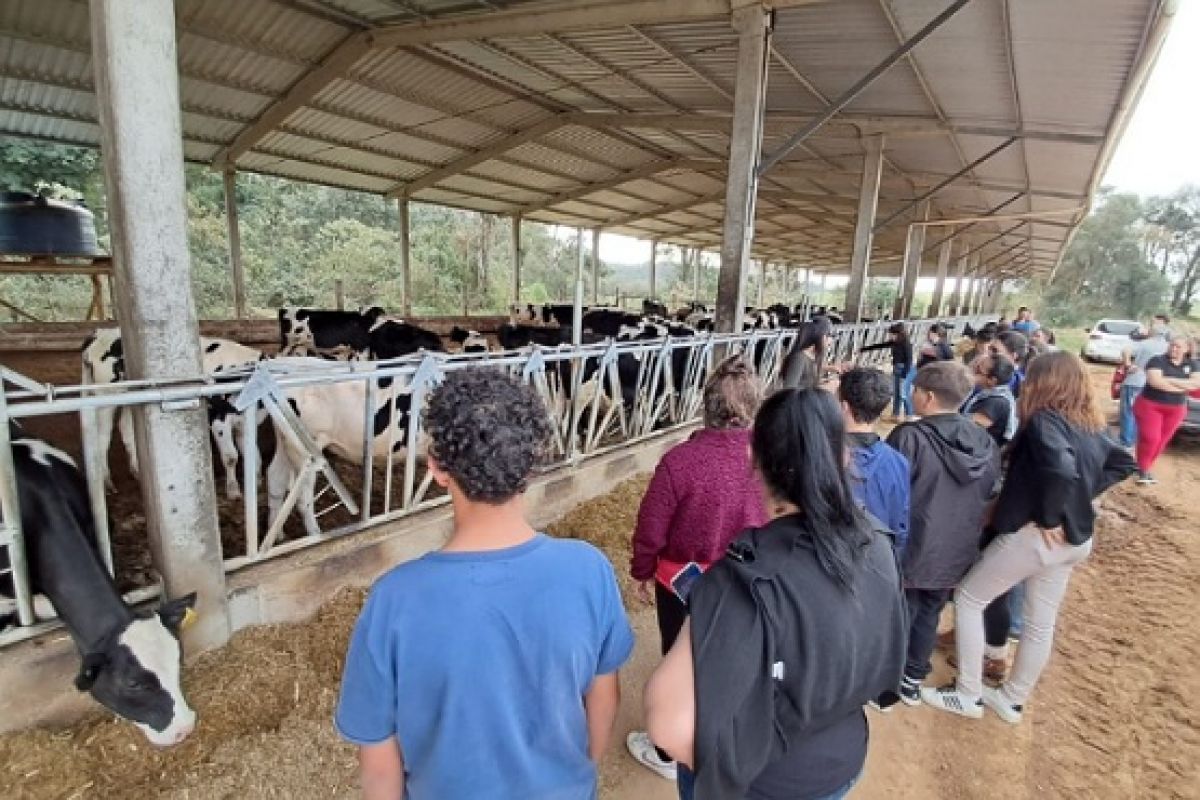 Jovens do projeto Novos Caminhos visitam granja leiteira de Catanduvas